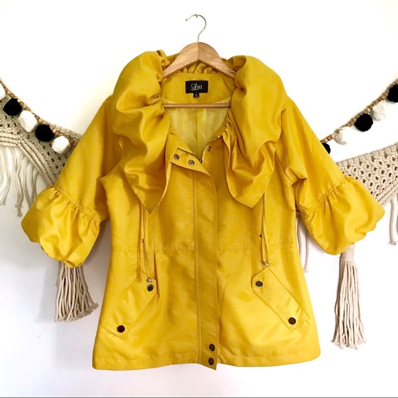 Anthropologie Jackets & Blazers - ANTHRO Luii Yellow Shawna Satin Swing Jacket
